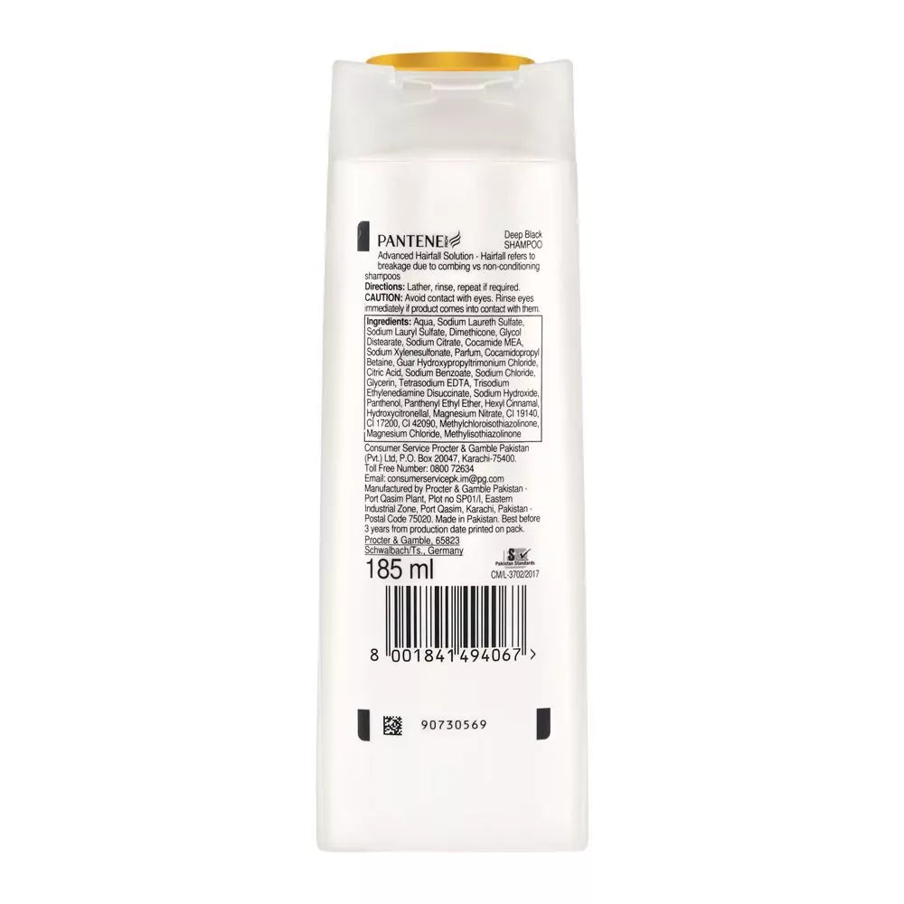 Pantene Advanced Hairfall Solution + Deep Black Shampoo, 185ml